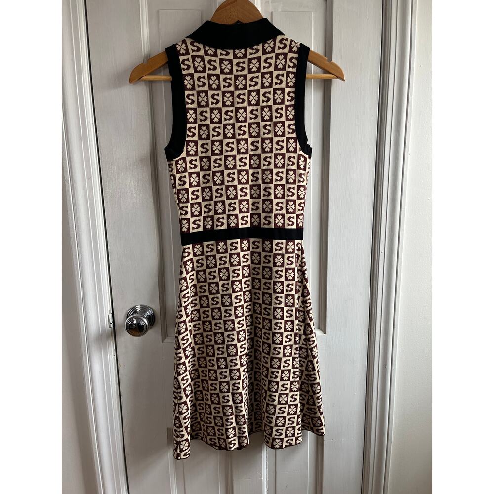 Sandro Paris Sleeveless Jacquard Polo Mini Dress - Monogram Logo, Sz XS - Picture 6 of 10